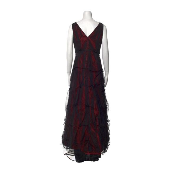 VTG Rickie Freeman Evening Gown Black Red Mesh Overlay Vamp Whimsigoth Gothic 8 - Picture 5 of 15